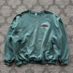 Vintage Thrashed Sweatshirt Mens Large Green Cape Breton Distressed Maritime